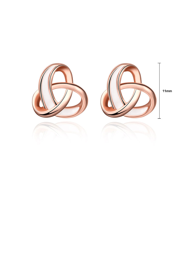 Simple Fashion Plated Rose Gold Cross Knot Stud Earrings