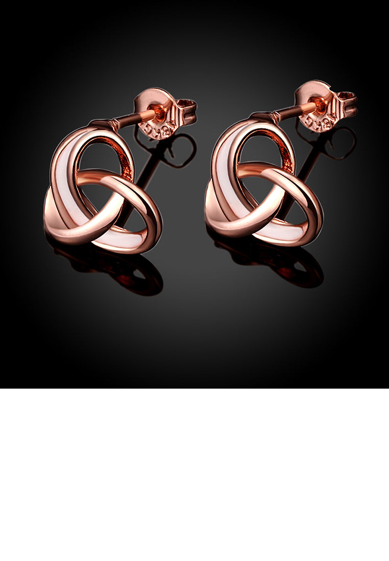 Simple Fashion Plated Rose Gold Cross Knot Stud Earrings