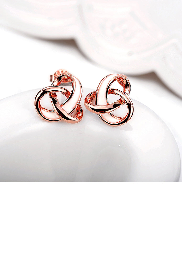 Simple Fashion Plated Rose Gold Cross Knot Stud Earrings