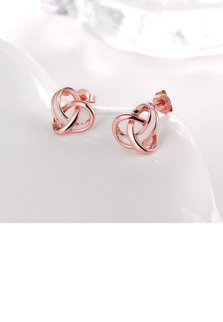 Simple Fashion Plated Rose Gold Cross Knot Stud Earrings