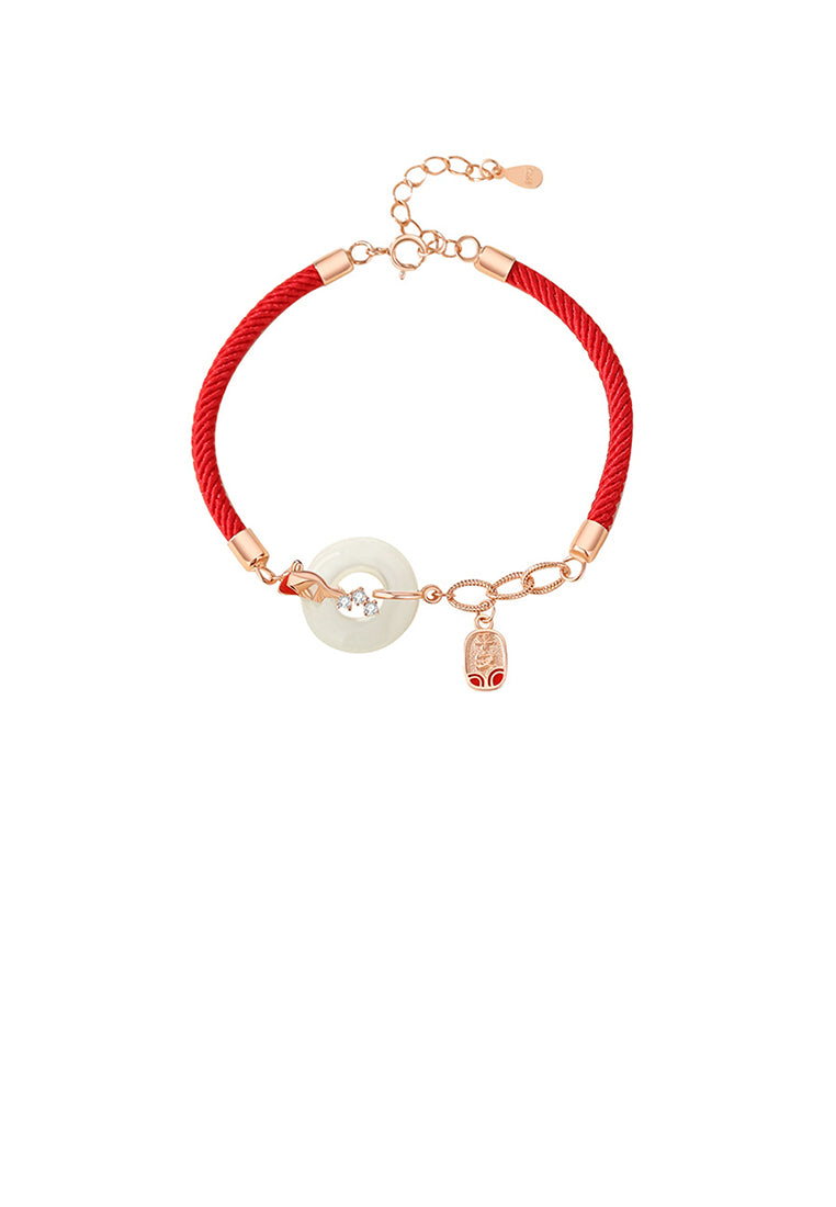 925 Sterling Silver Plated Rose Gold Simple Vintage Peace Buckle Geometric Bracelet with Cubic Zirconia - Luxurious Look