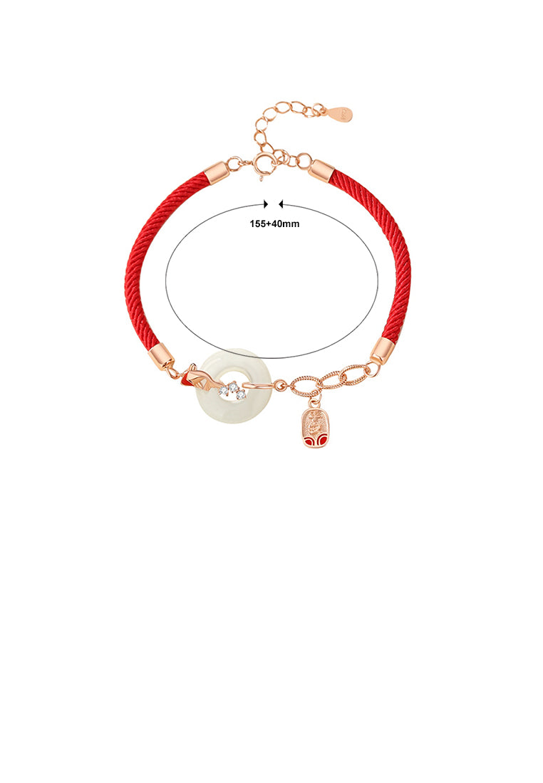 925 Sterling Silver Plated Rose Gold Simple Vintage Peace Buckle Geometric Bracelet with Cubic Zirconia - Luxurious Look