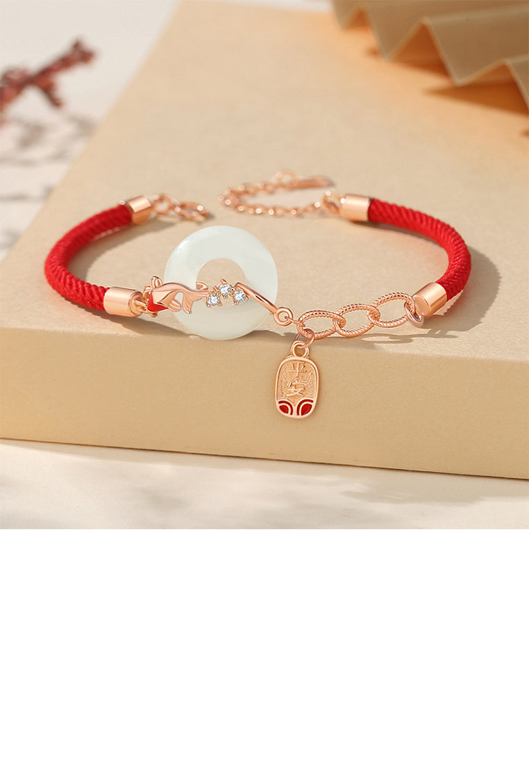 925 Sterling Silver Plated Rose Gold Simple Vintage Peace Buckle Geometric Bracelet with Cubic Zirconia - Luxurious Look