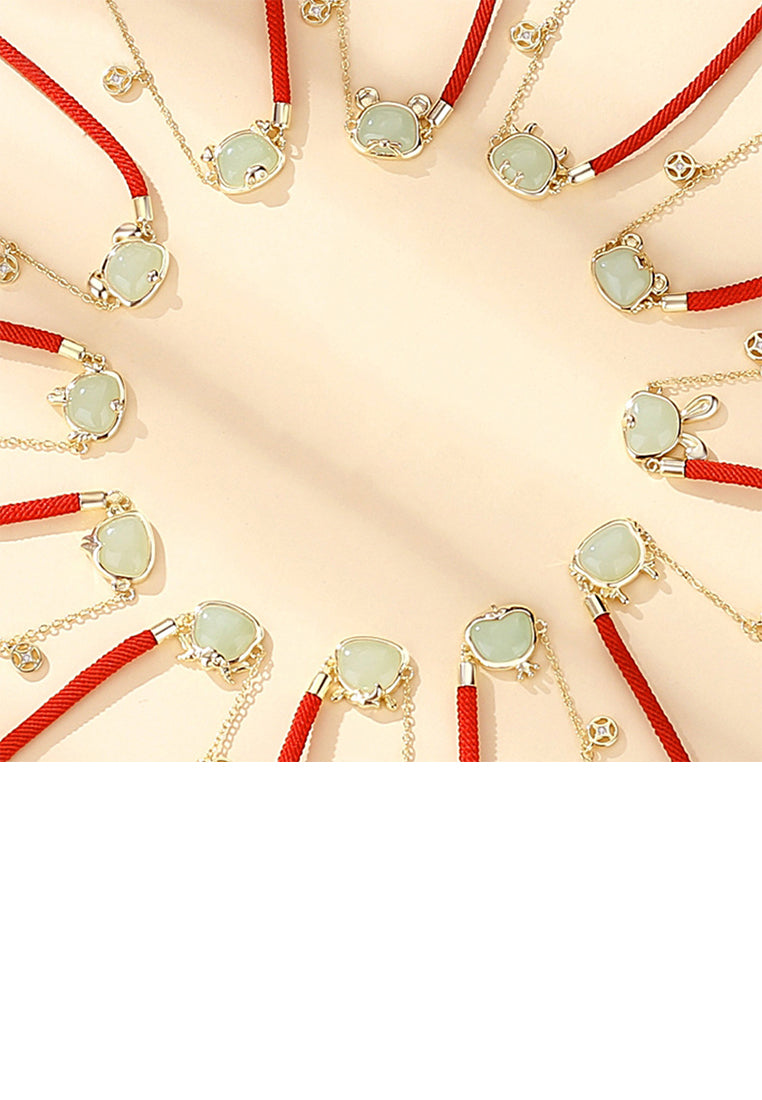 925 Sterling Silver Plated Gold Fashion National Style Twelve Zodiac Snake Coin Stitching Bracelet