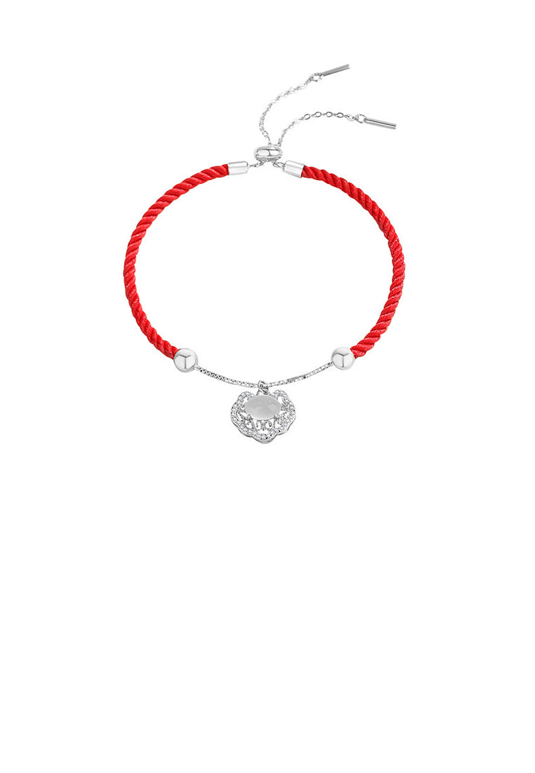 925 Sterling Silver Fashion Vintage Hollow Safety Lock Imitation Cats Eye Stitching Bracelet with Cubic Zirconia - Luxurious Look