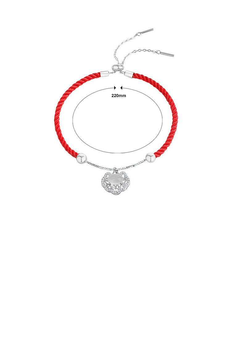 925 Sterling Silver Fashion Vintage Hollow Safety Lock Imitation Cats Eye Stitching Bracelet with Cubic Zirconia - Luxurious Look