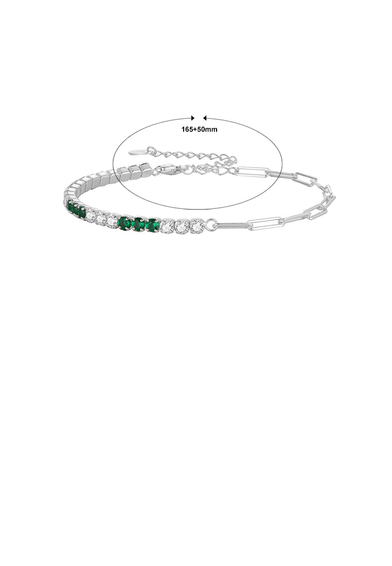 925 Sterling Silver Simple and Fashion Geometric Chain Spliced Cubic Zirconia Bracelet - Luxurious Look