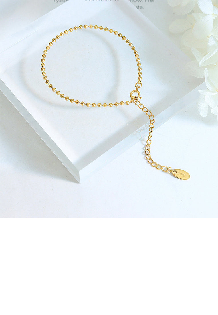 Simple Fashion Plated Gold Geometric Bead 316L Stainless Steel Bracelet