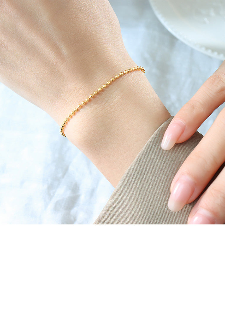 Simple Fashion Plated Gold Geometric Bead 316L Stainless Steel Bracelet