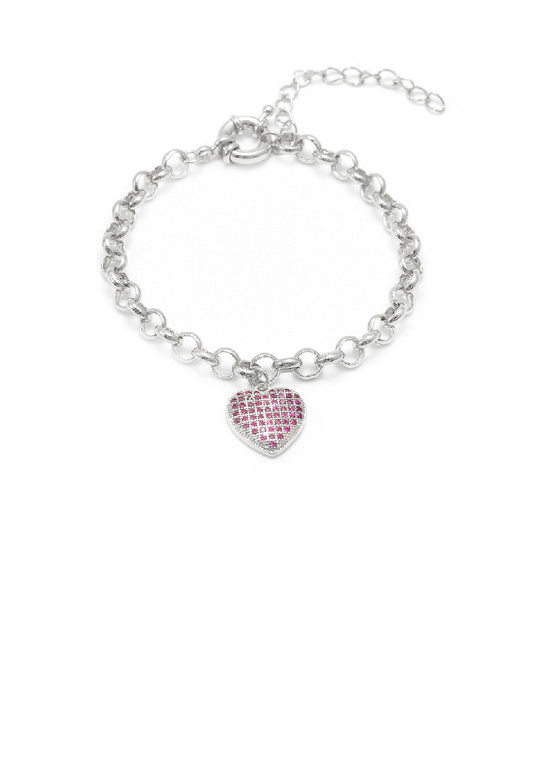 Fashion Simple Heart Chain Bracelet with Purple Cubic Zirconia - Luxurious Look