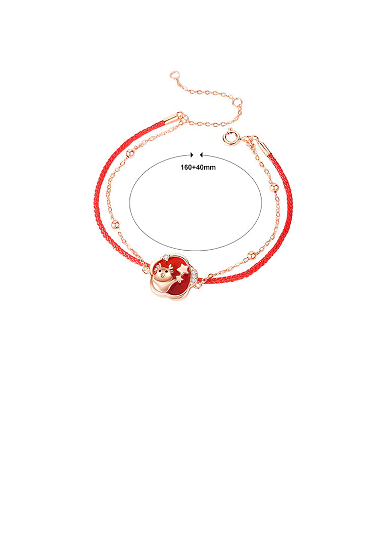 925 Sterling Silver Plated Rose Gold Fashion Creative Dragon Star Flower Imitation Agate Double Layer Bracelet with Cubic Zirconia - Luxurious Look