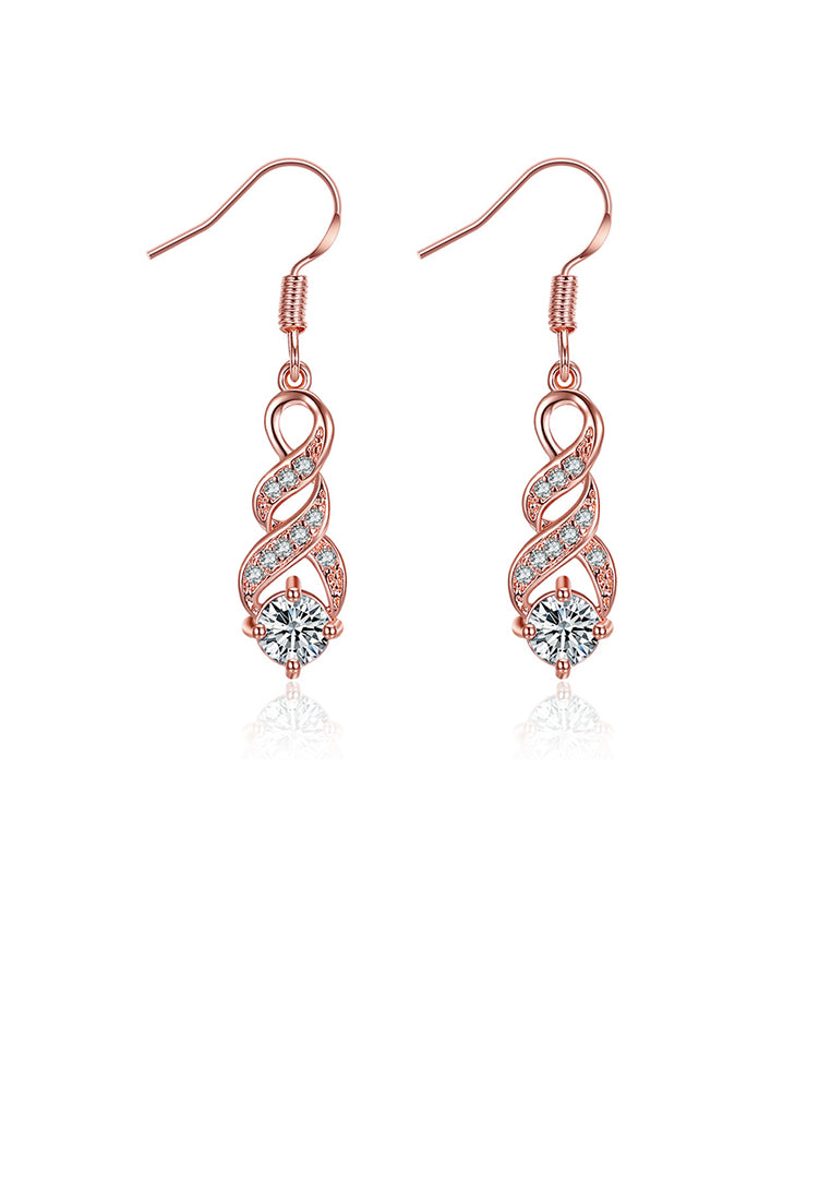 Fashion Plated Rose Gold Earrings with Cubic Zircon