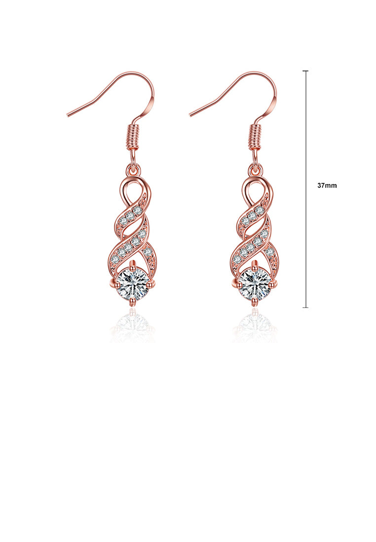 Fashion Plated Rose Gold Earrings with Cubic Zircon