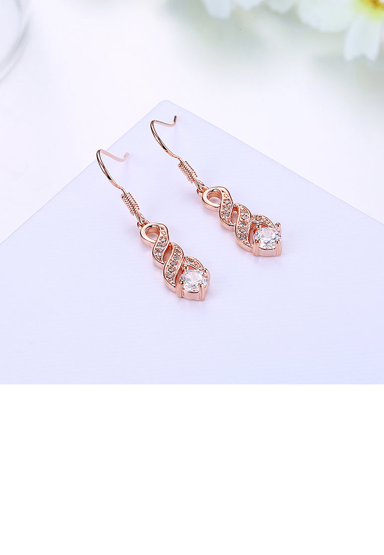 Fashion Plated Rose Gold Earrings with Cubic Zircon