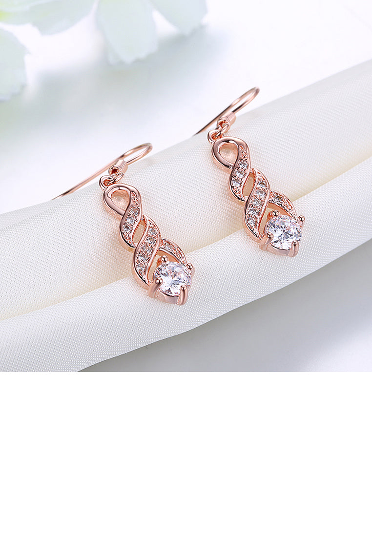 Fashion Plated Rose Gold Earrings with Cubic Zircon