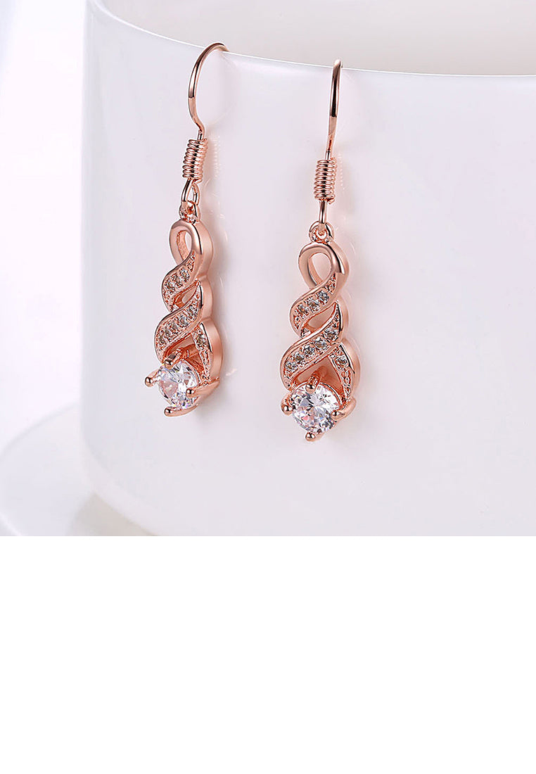 Fashion Plated Rose Gold Earrings with Cubic Zircon