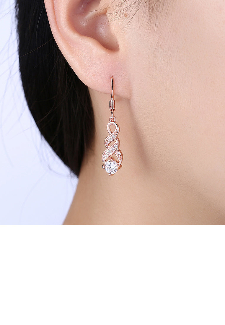 Fashion Plated Rose Gold Earrings with Cubic Zircon