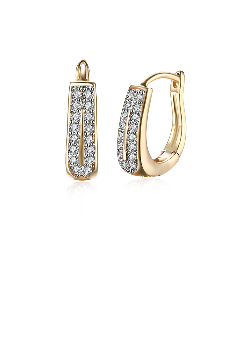 Fashion Elegant Plated Champagne Gold Geometric Cubic Zircon Earrings
