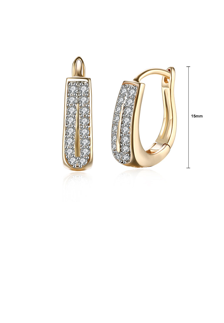 Fashion Elegant Plated Champagne Gold Geometric Cubic Zircon Earrings
