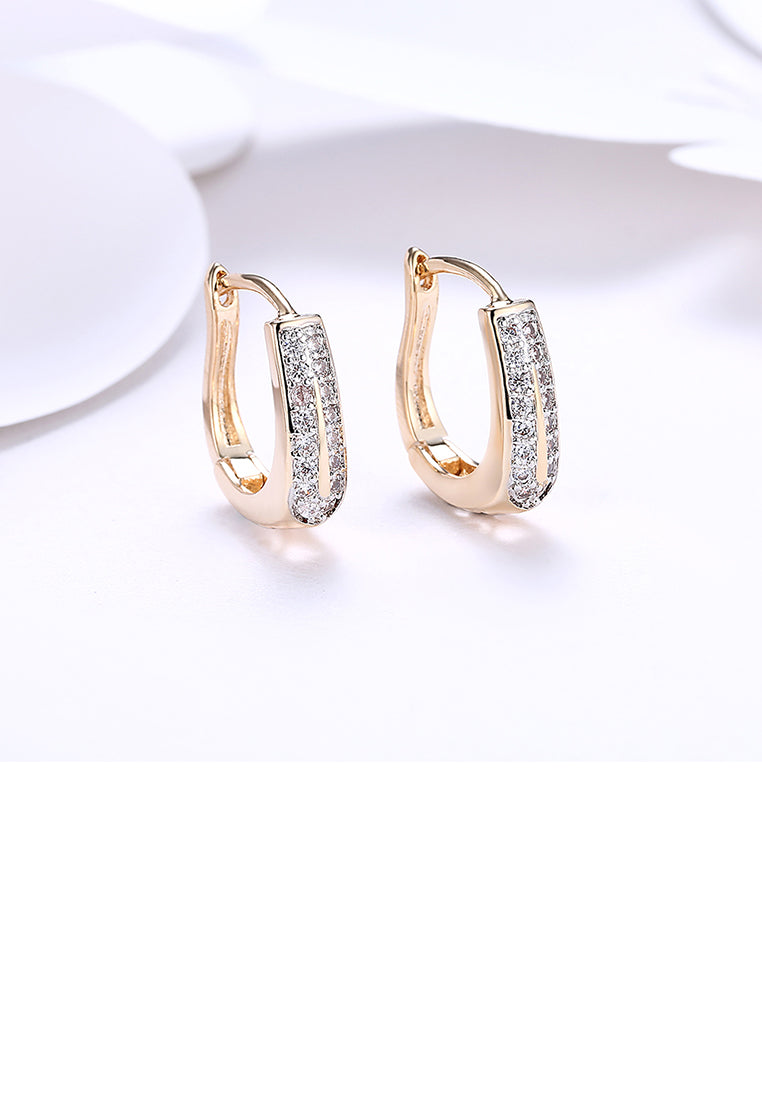 Fashion Elegant Plated Champagne Gold Geometric Cubic Zircon Earrings