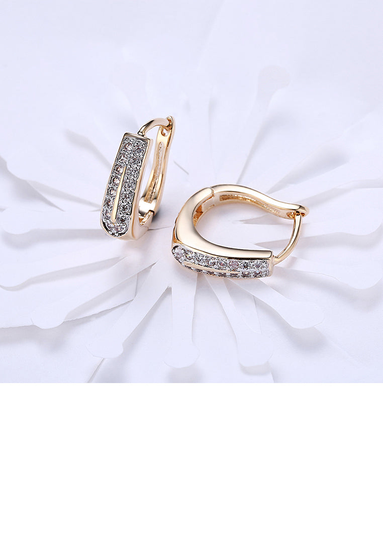 Fashion Elegant Plated Champagne Gold Geometric Cubic Zircon Earrings