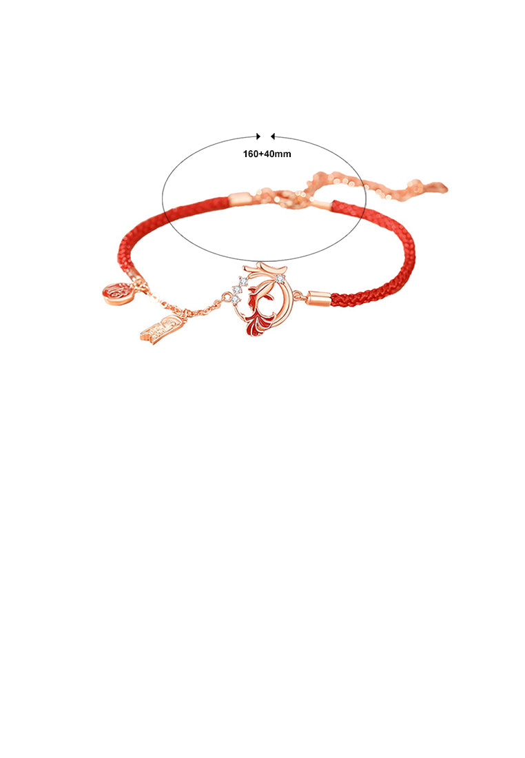 925 Sterling Silver Plated Rose Gold Fashion Creative Enamel Koi Zodiac Dragon Bracelet with Cubic Zirconia - Luxurious Look