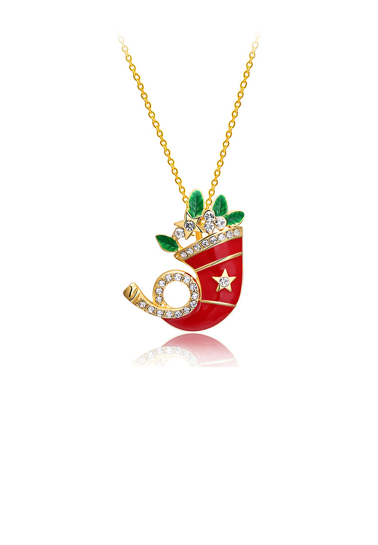 Christmas Hat Pendant with Austrian Element Crystal and Necklace