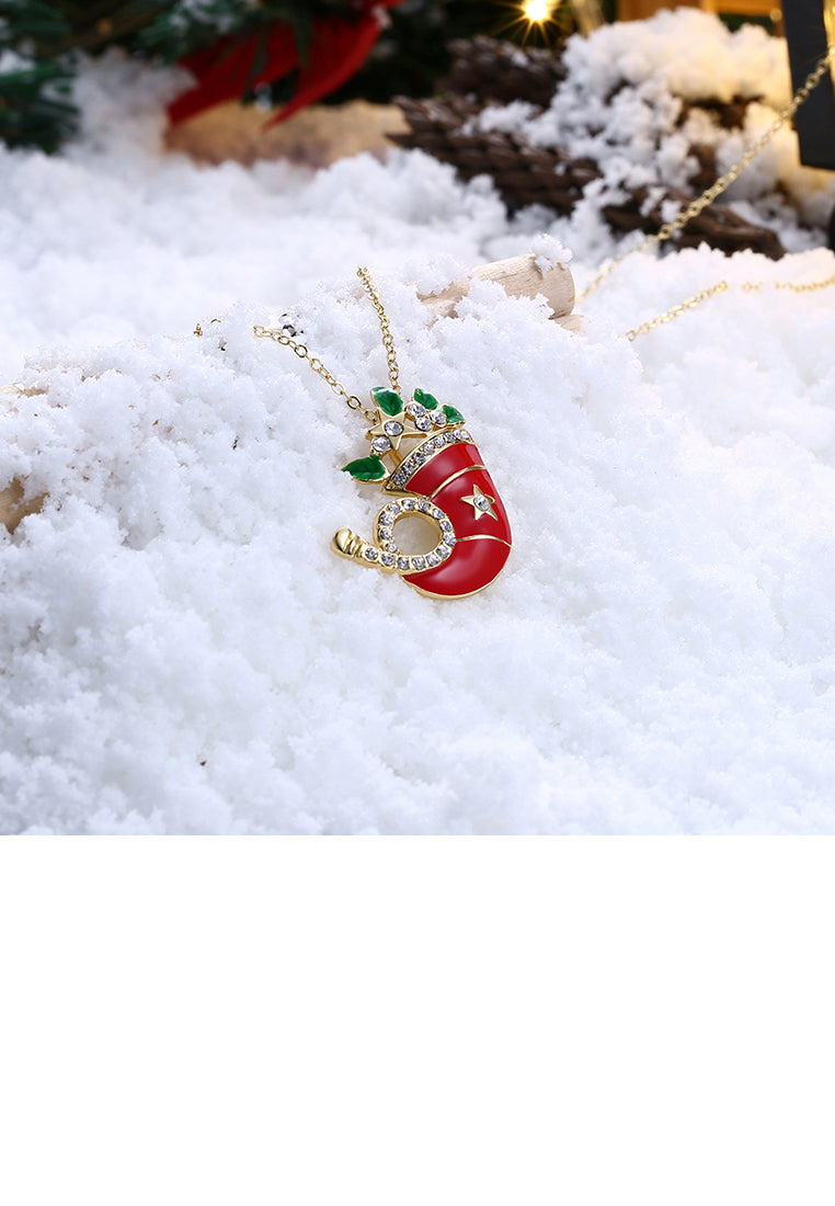 Christmas Hat Pendant with Austrian Element Crystal and Necklace