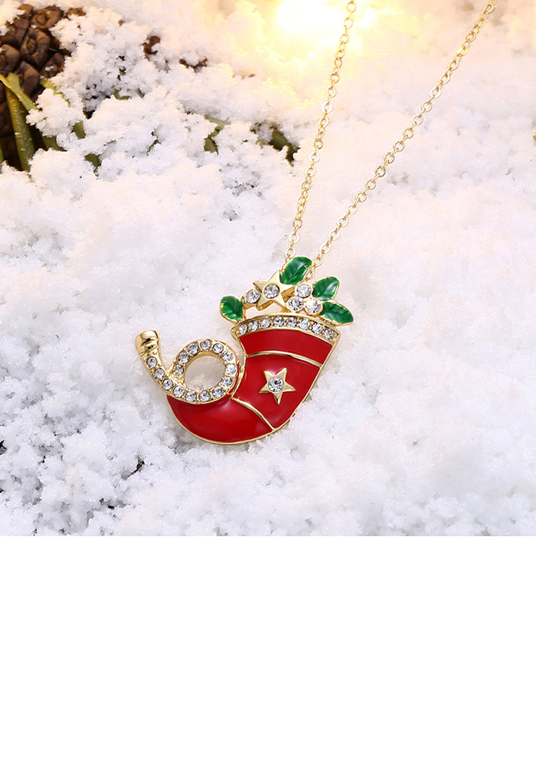Christmas Hat Pendant with Austrian Element Crystal and Necklace