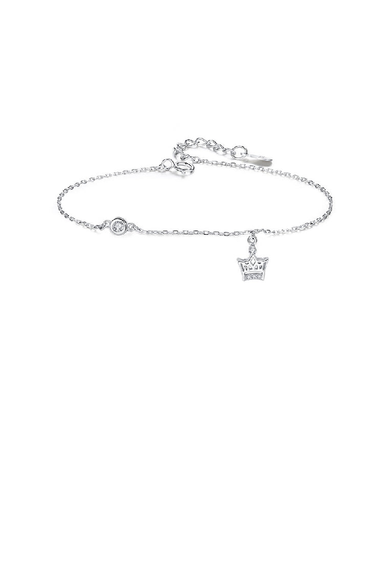 925 Sterling Silver Simple Fashion Crown Bracelet with Cubic Zirconia - Luxurious Look