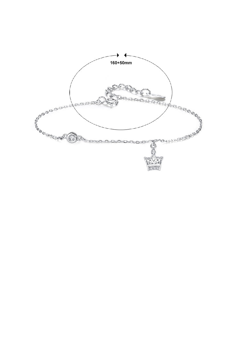 925 Sterling Silver Simple Fashion Crown Bracelet with Cubic Zirconia - Luxurious Look