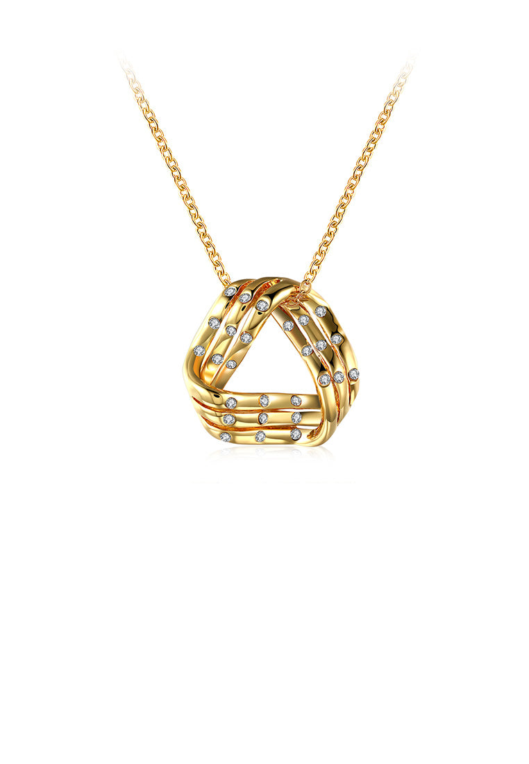 Fashion and Simple Plated Gold Geometric Pendant with Cubic Zircon and Necklace