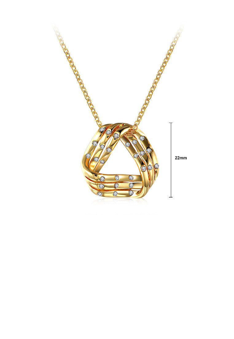 Fashion and Simple Plated Gold Geometric Pendant with Cubic Zircon and Necklace