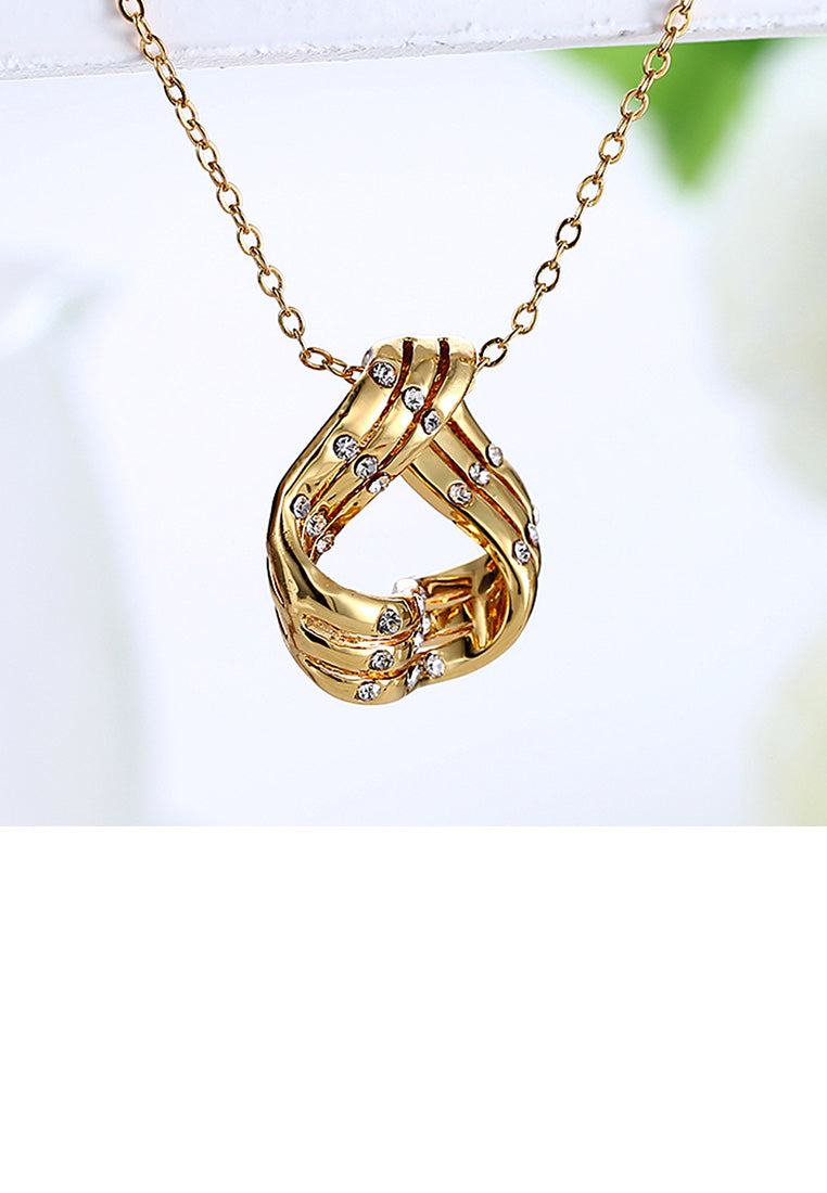 Fashion and Simple Plated Gold Geometric Pendant with Cubic Zircon and Necklace