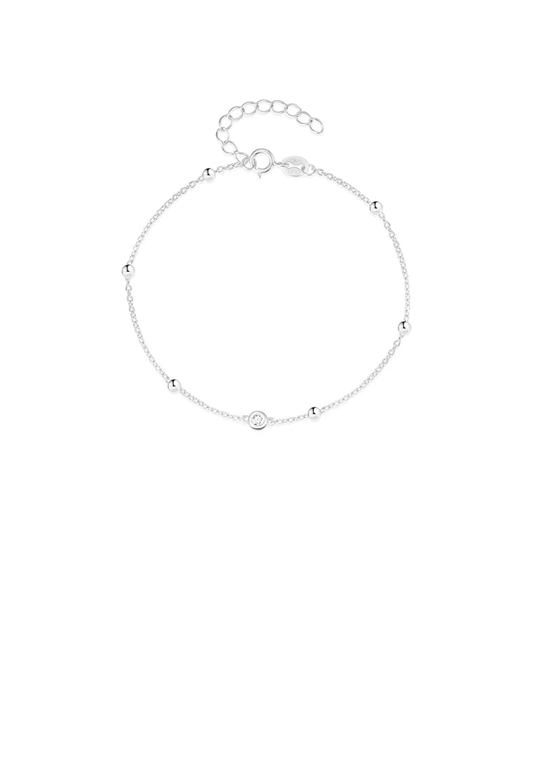 925 Sterling Silver Simple Fashion Geometric Round Bracelet with Cubic Zirconia - Luxurious Look