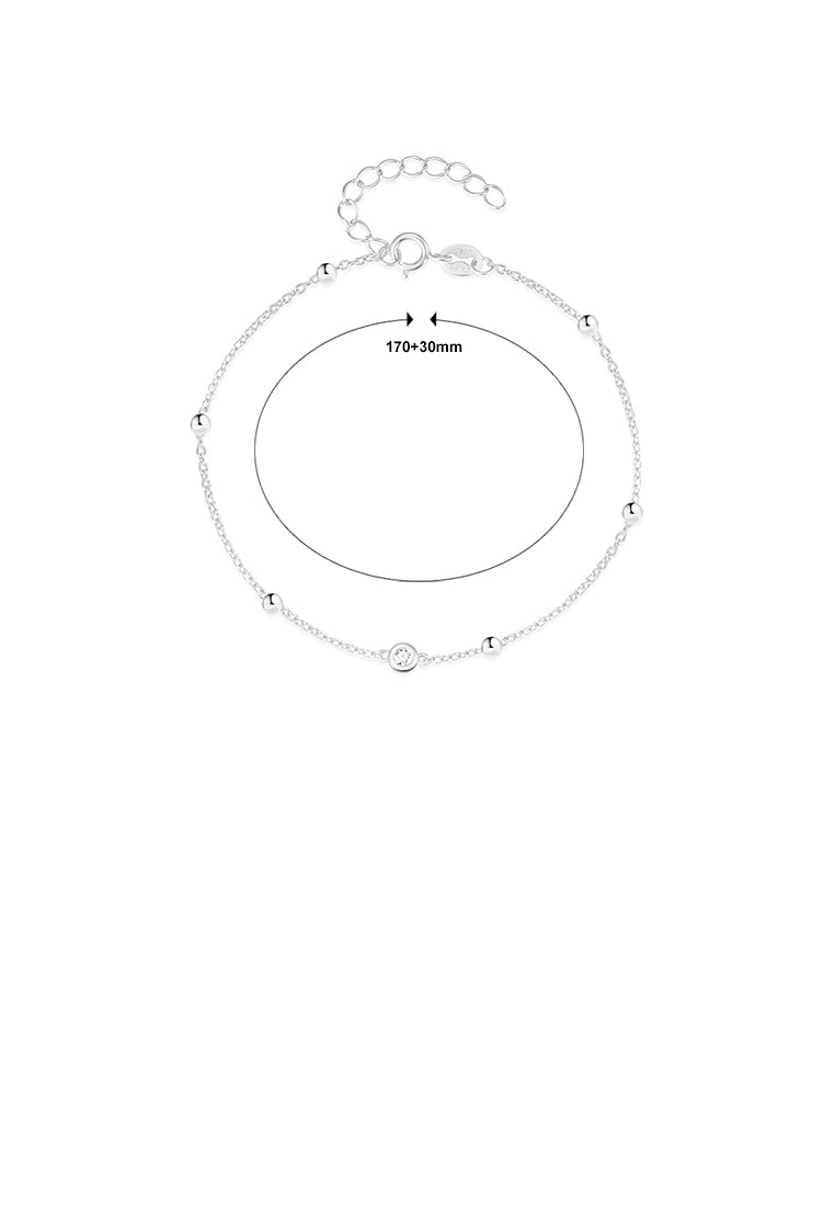 925 Sterling Silver Simple Fashion Geometric Round Bracelet with Cubic Zirconia - Luxurious Look