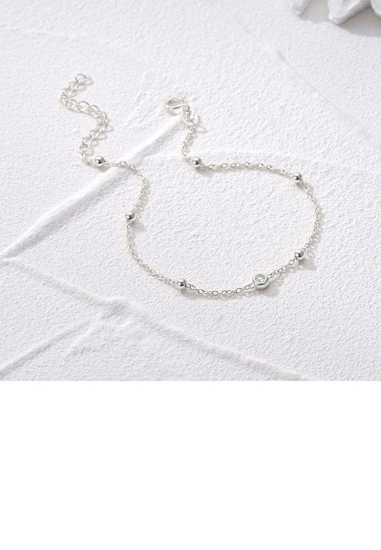 925 Sterling Silver Simple Fashion Geometric Round Bracelet with Cubic Zirconia - Luxurious Look