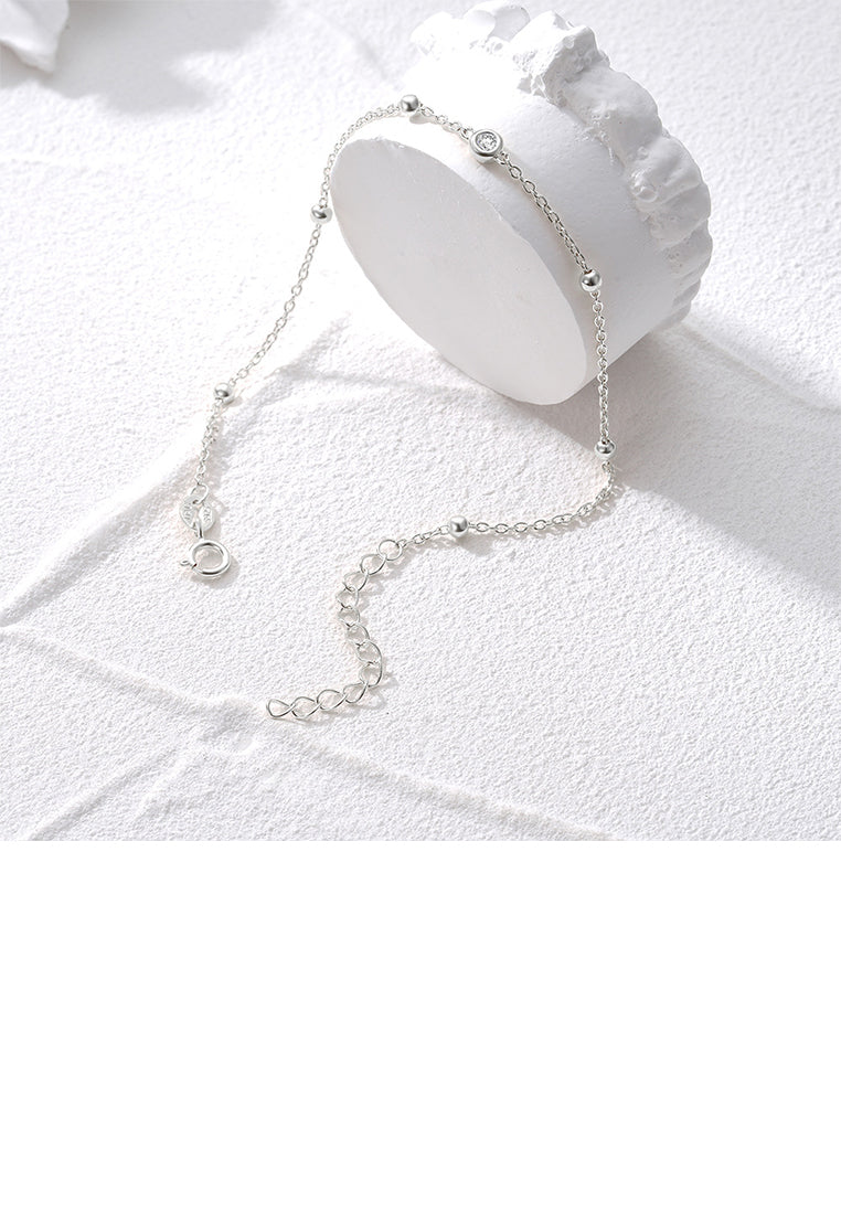 925 Sterling Silver Simple Fashion Geometric Round Bracelet with Cubic Zirconia - Luxurious Look