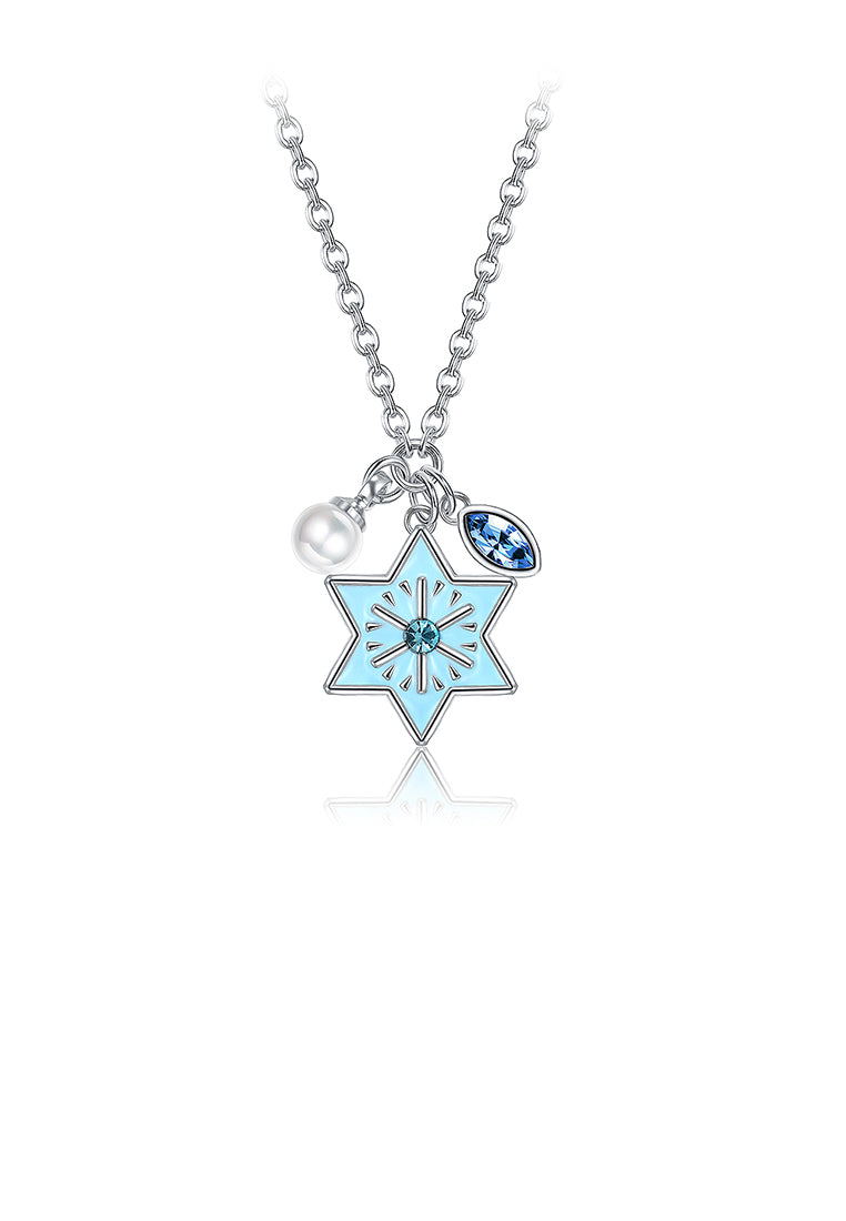 Christmas Star Pendant with Blue Austrian Element Crystal and Necklace