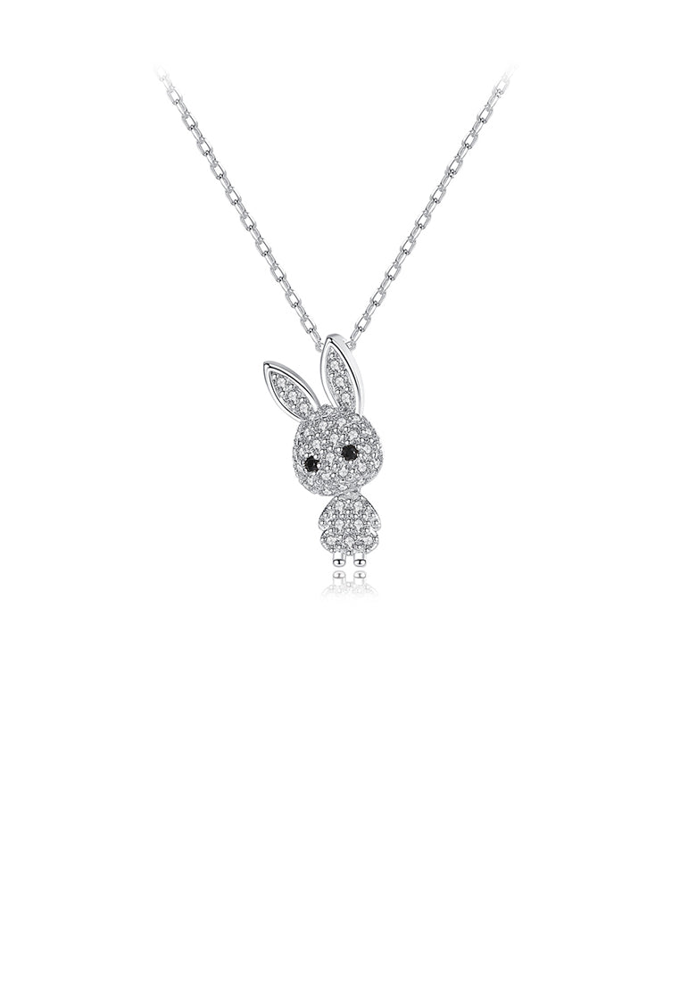 Simple and Cute Rabbit Pendant with Cubic Zirconia and Necklace - Luxurious Look