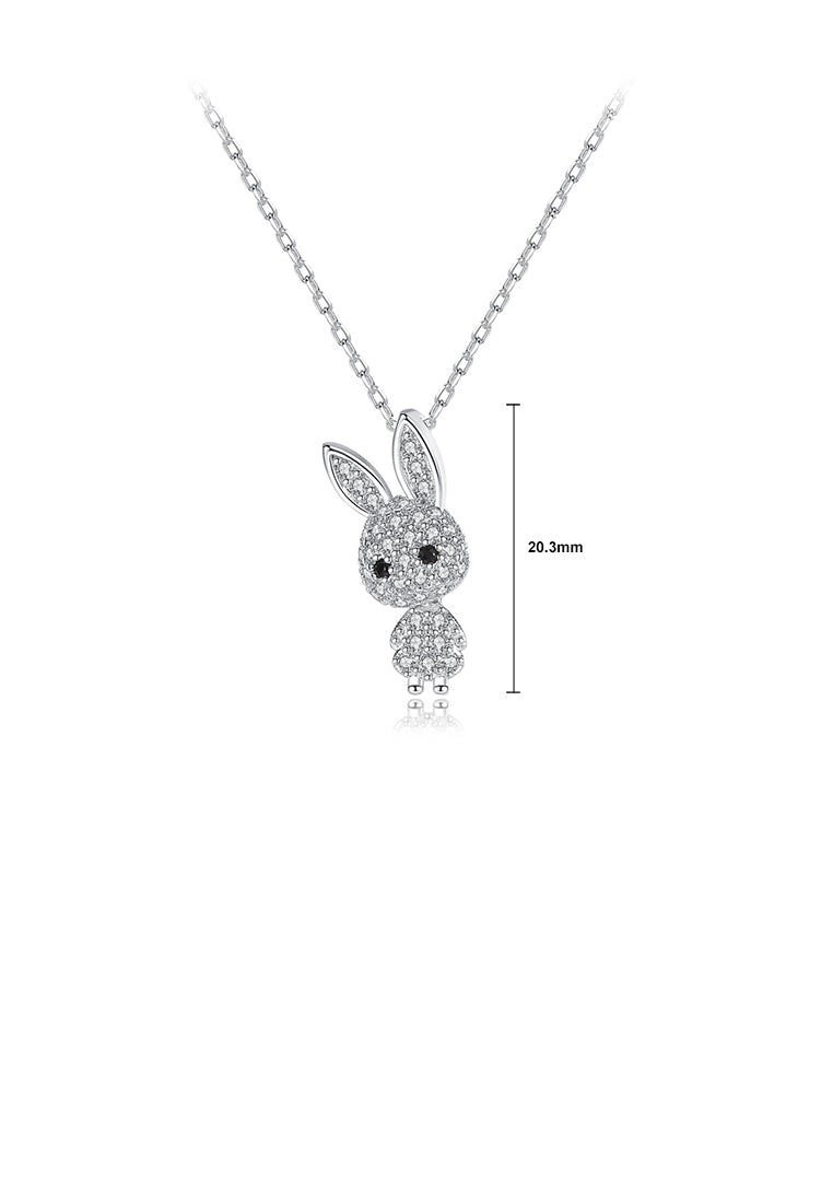 Simple and Cute Rabbit Pendant with Cubic Zirconia and Necklace - Luxurious Look