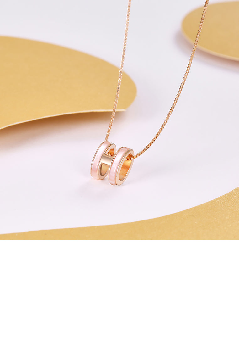 925 Sterling Silver Plated Rose Gold Simple Letter H Pendant with Necklace