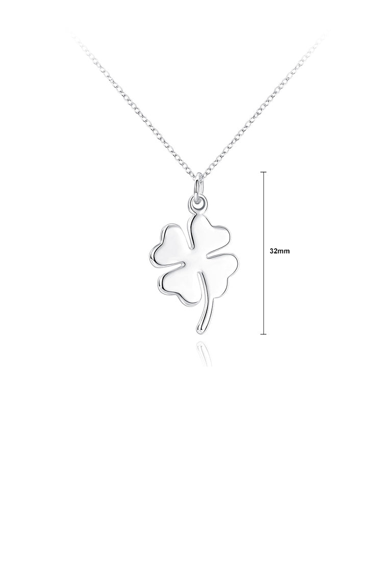 Simple Classic Four-leafed Clover Pendant with Necklace
