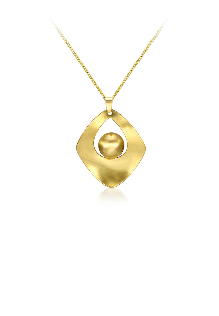 Fashion Elegant Plated Gold Geometric Diamond Pendant with Necklace