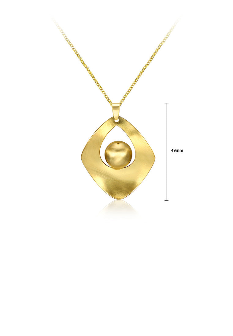 Fashion Elegant Plated Gold Geometric Diamond Pendant with Necklace
