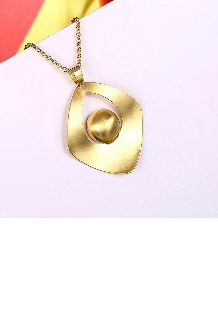 Fashion Elegant Plated Gold Geometric Diamond Pendant with Necklace