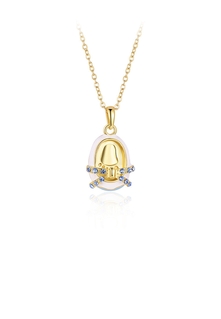 Fashion and Beautiful Plated Gold Shoe Pendant with Blue Cubic Zircon and Necklace