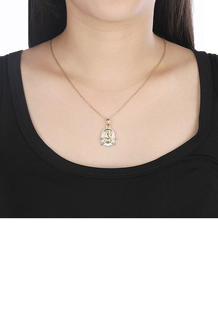 Fashion and Beautiful Plated Gold Shoe Pendant with Blue Cubic Zircon and Necklace