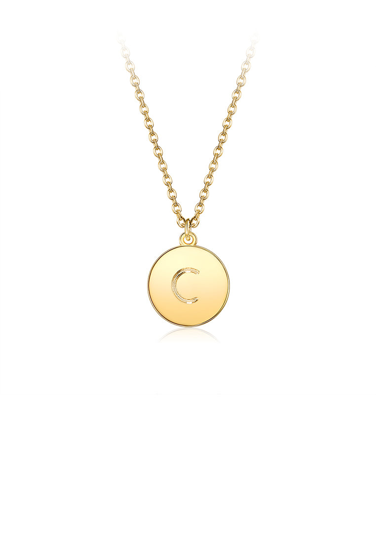Fashion Simple Plated Gold Letter C Round Pendant with Necklace