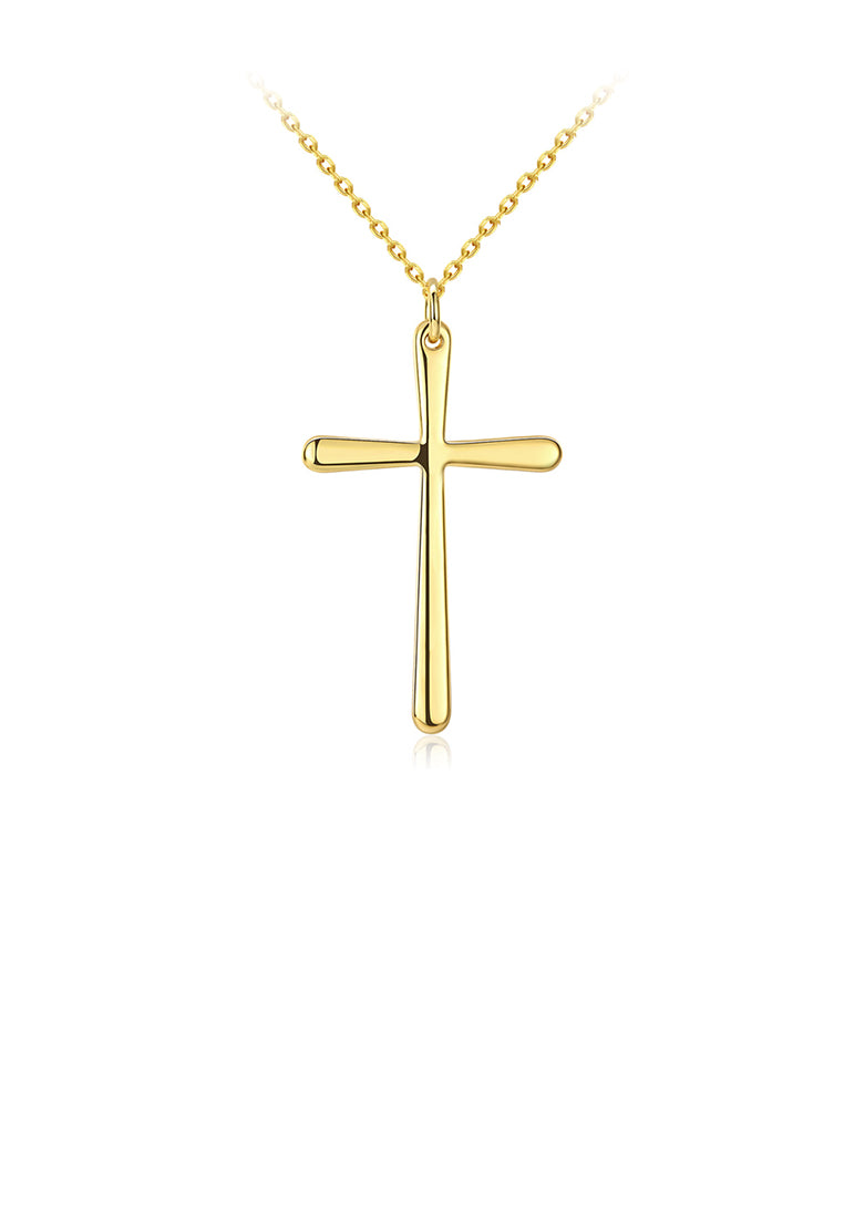 Fashion Simple Plated Gold Cross Pendant with Necklace